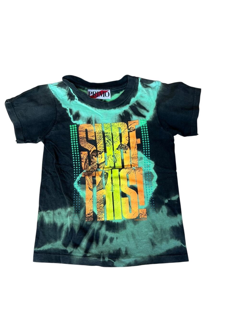 Vintage 90s Surfing Graphic Kids Boy Tie Dye T-shirt USA Made Medium